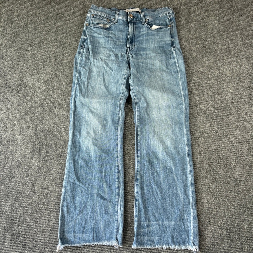 AYR The Yes Yes Yes Light Wash High Rise Straight Leg Raw Hem Jeans Size 30